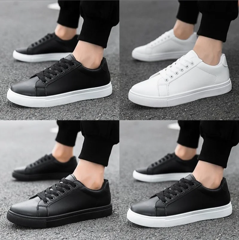 

Белая, черная мужская обувь. Удобная повседневная обувь для скейтборда. Мужские однотонные кроссовки для отдыха. Легкая прогулочная обувь.