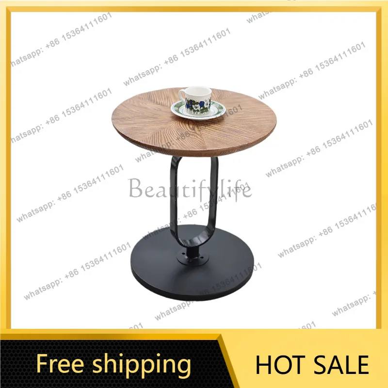 zj. Nordic design minimalist modern wood-colored side table, coffee table for homestays and cafés