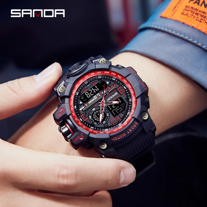 SANDA hot-selling 3133 trendy and fashionable high school student electronic watch sports waterproof multi-function watch