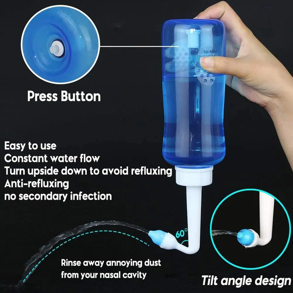 300ML Nose Wash Cleaner Nasal Irrigator Rinse Bottle Avoid Allergic Rhinitis Adults Children Physiological Saline Neti Pot - view 4