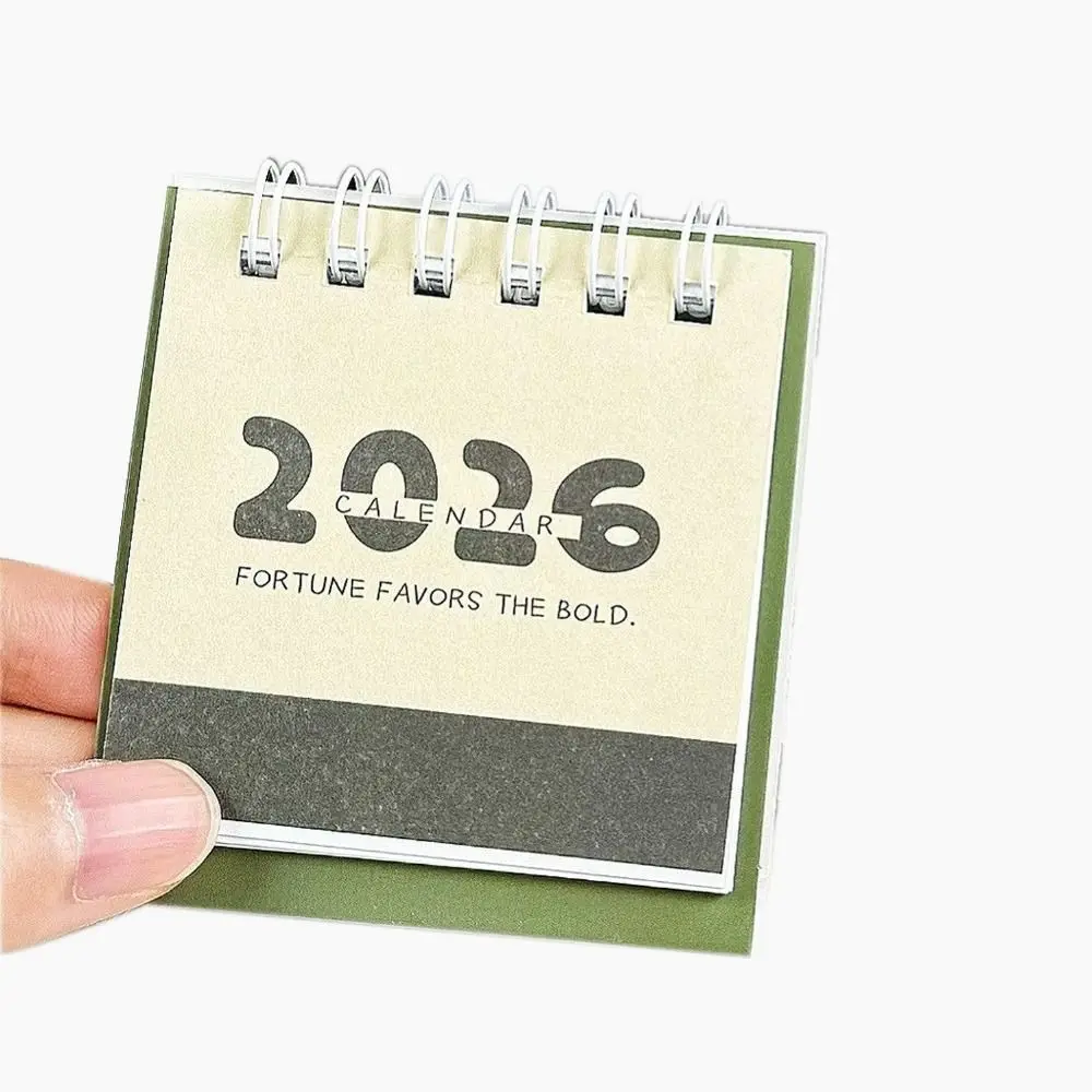 

High Quality Mini 2026 Calendar Double Coil Portable Desk Calendar Planner Calendar Desktop Ornament