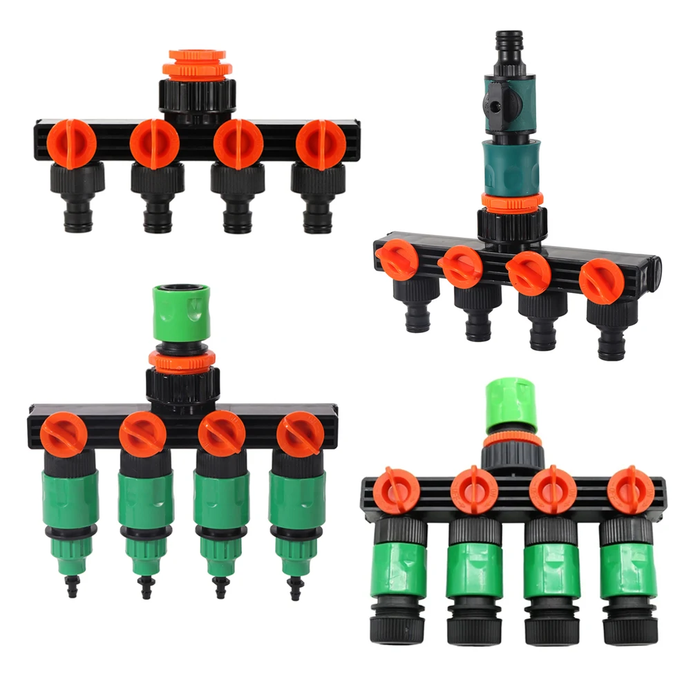 4-way Independent Valve Hose Splitter 1/2