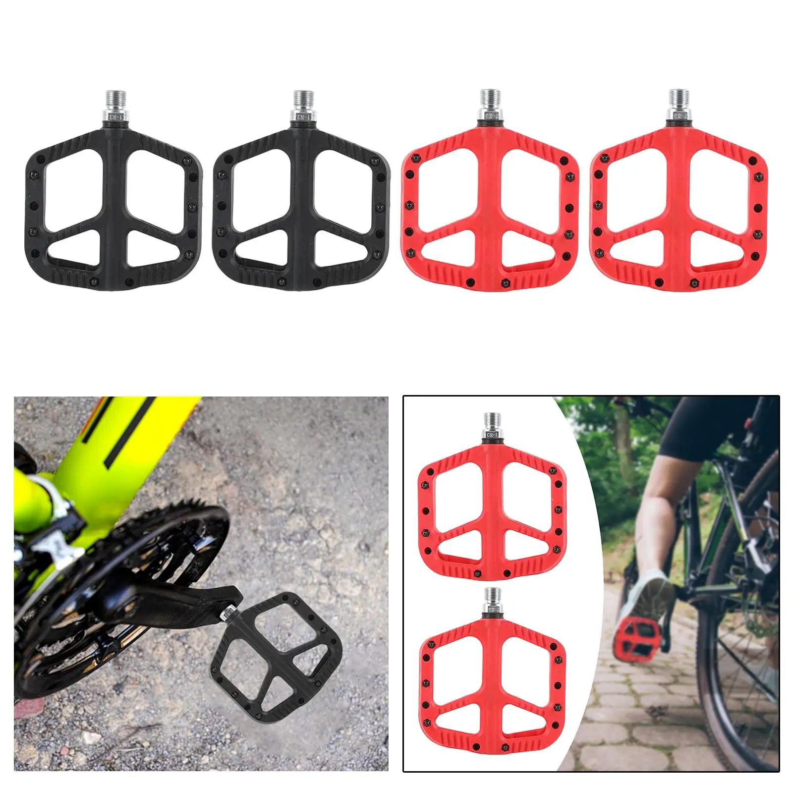 

Mountain Bike Pedals Lightweight Nylon Flat Pedals DU Bearing Bike Platform Pedals for BMX Mountain Road Bike