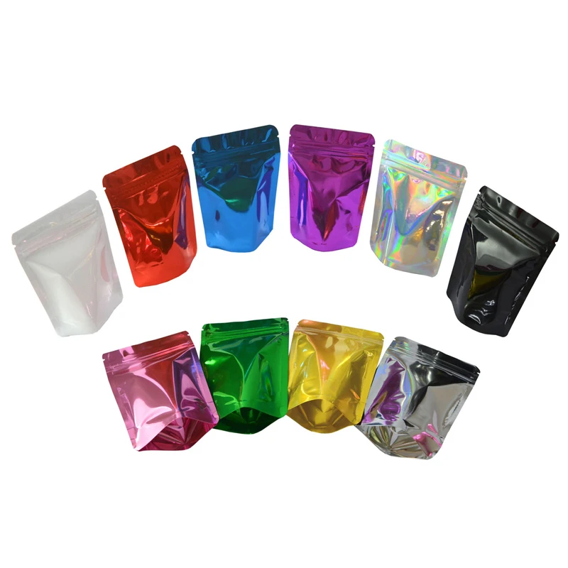 100 pcs Colored Stand Up Zip lock Foil Pouches Aluminum Foil Standing Pouches,Food Storage Stand Up zip lock Bags Free Shipping