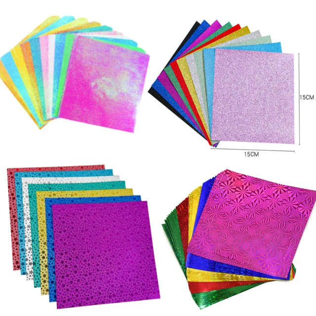 15*15cm kolorowy brokat Origami dzieci ręcznie robione materiały DIY Scrapbooking składany papier typu kraft kwadratowy wzór gwiazdy Craft Decor