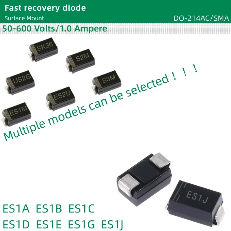 50pcs/lot Fast recovery diode DO-214AC/SMA package ES1A ES1B ES1C ES1D ES1E ES1G ES1J Surface Mount 50-600 Volts 1.0 Ampere
