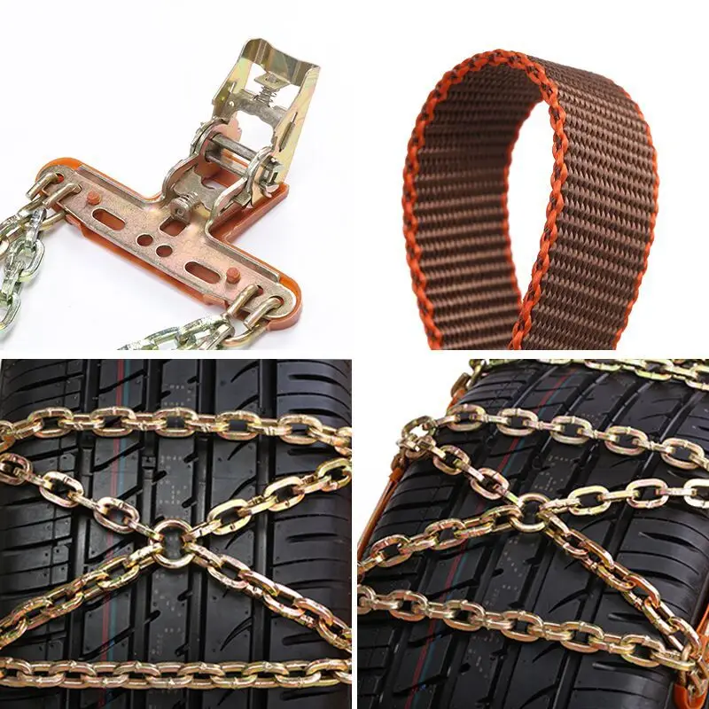 Winter Car Tire Snow Chain Manganese Steel Auto Anti-Skid Chain Ice Mud Tires Chain Adjustable Auto Wheel Tyre Belt For Cars