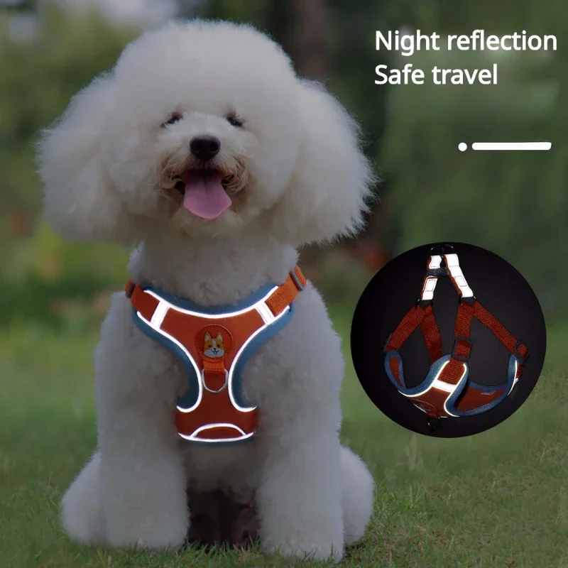 New Pet Dog Vest Harness Softer Comfortable Material Double D Hook Anti Release Quick Connect Rope