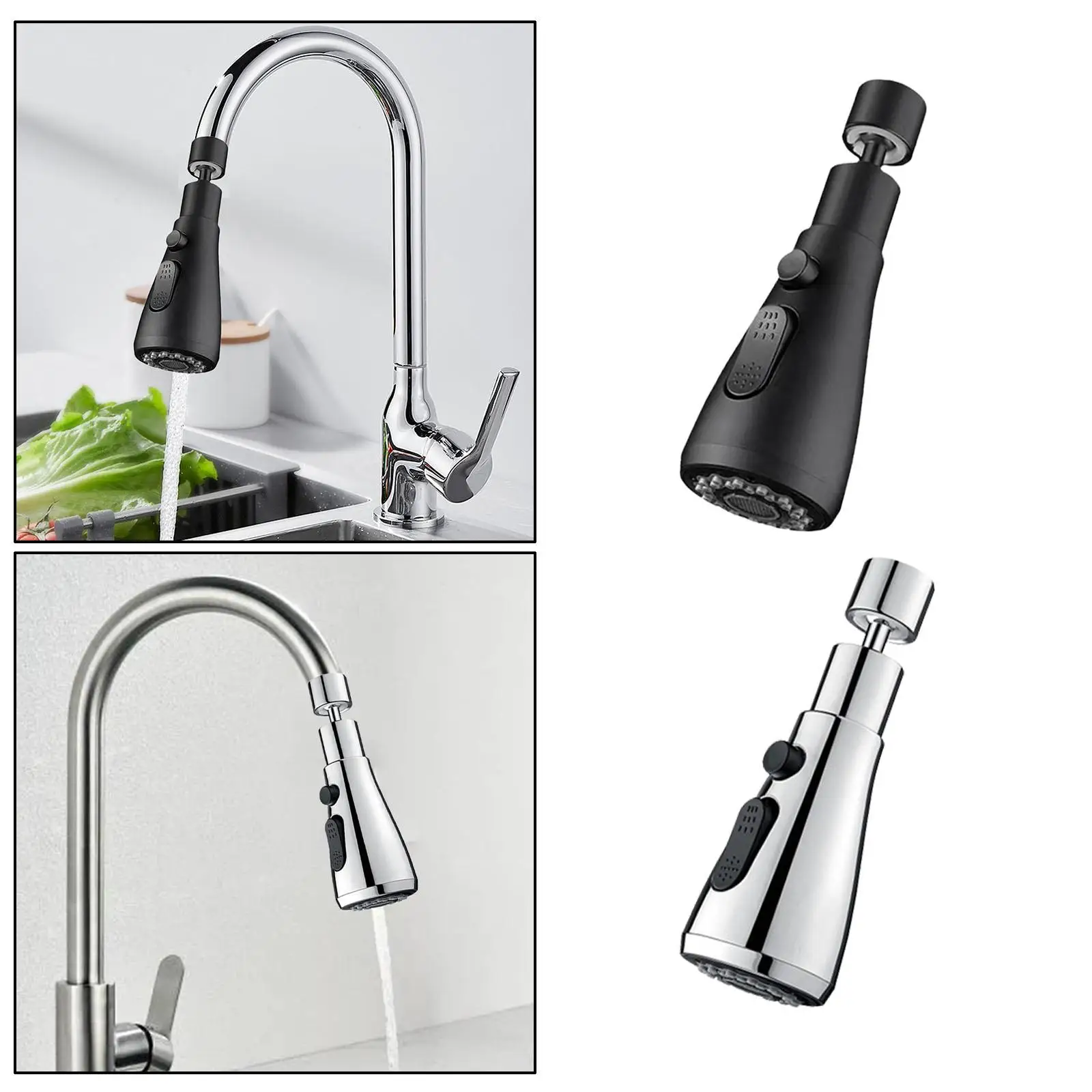 360° Rotatable Faucet Extender Faucet Sprayer Attachment Replacement Kitchen Faucet Heads for Restroom Bathroom Laundry Room