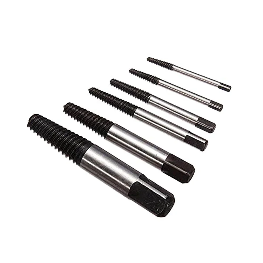 Broken Damaged Bolt Remover Removal Out Set 6Pcs Screw Extractor Center Drill Bits Guide Set