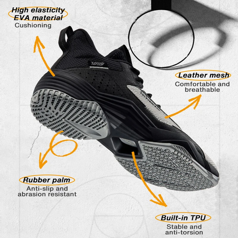 361 Degrees Men Basketball Shoes Cushion Anti Slip Sports Shoes Training Shoes Male Basketball Boots Basket Sneakers 672421101F