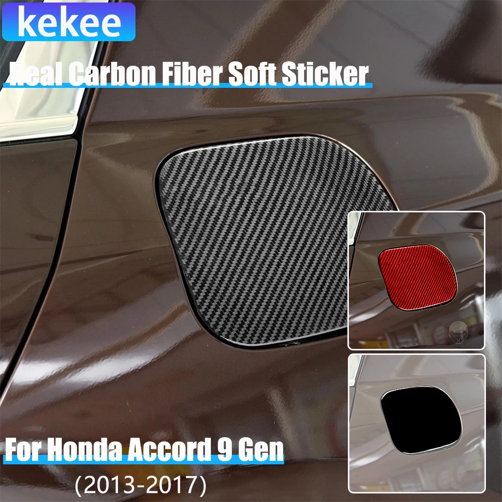 

Real Carbon Fiber Car Accessories Fuel Gas Cap Decorative Panel Cover Soft Sticker For Honda Accord 9th Gen 2014 2015 2016 2017