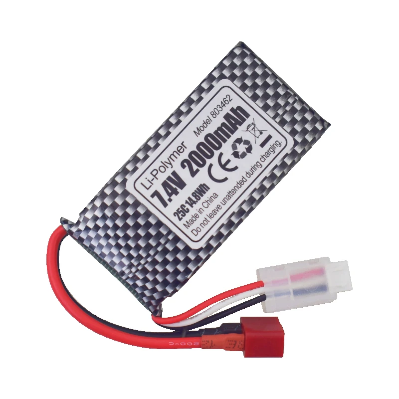 For 9200 9200E 200E 9202E WLtoys RC Toy 4WD Off-Road Vehicle Model Battery Accessories Fytoo 7.4V 2000mAh T-plug Lithium Battery