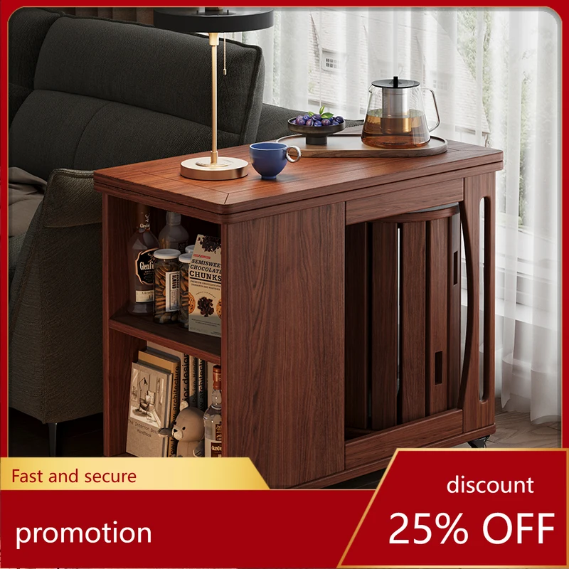 HYS Coffee Table Solid Wood Side Table Living Room Home Multifunctional Tea Table Dual-use Sofa Side Stacking