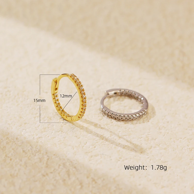 KAMIRA Real 925 Sterling Silver Simple Zircon Earrings for Women Elegant Luxury Round Hug Hoop Earrings With Jewelry Accessories
