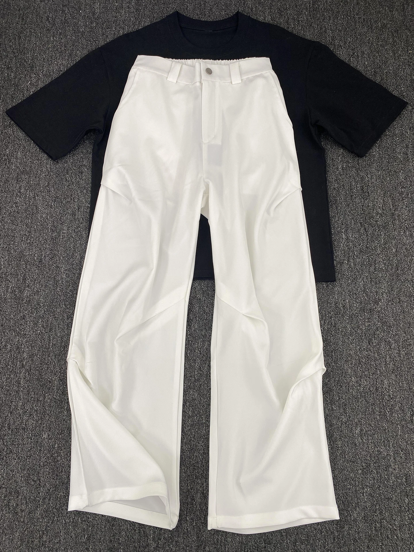 

Белые плиссированные брюки-палаццо для мужчин, летние, тонкие, с широкими штанинами, драпированные, повседневные, прямого кроя, свободные, длинные