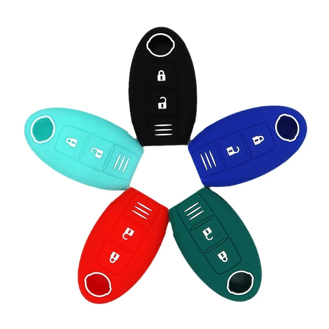 

Silicone Car Key Case for Nissan Latio/Teana/Qashqai/Sylphy/X-Trail - 2-Button Smart Key Fit, Protective Pouch Decor Accessories