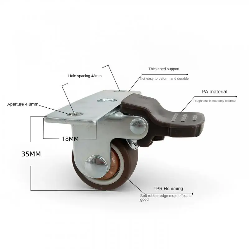

4PCS Side Brake Casters for Island Cabinets And Drawers - Straight-Line Braking Super Silent Furniture Wheels