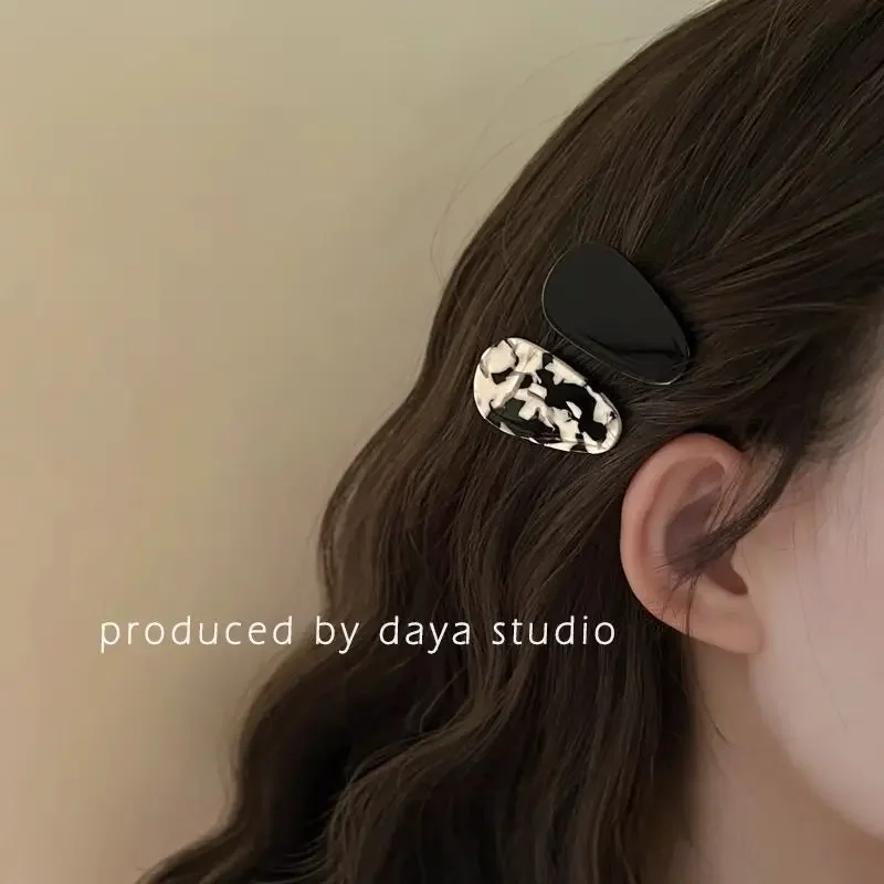 New Korean Version Daily Acetic Acid Geometric Women\'s Side Clip Fashionable and Fresh Girl Hair Clip Retro Bangs Duckbill Clip