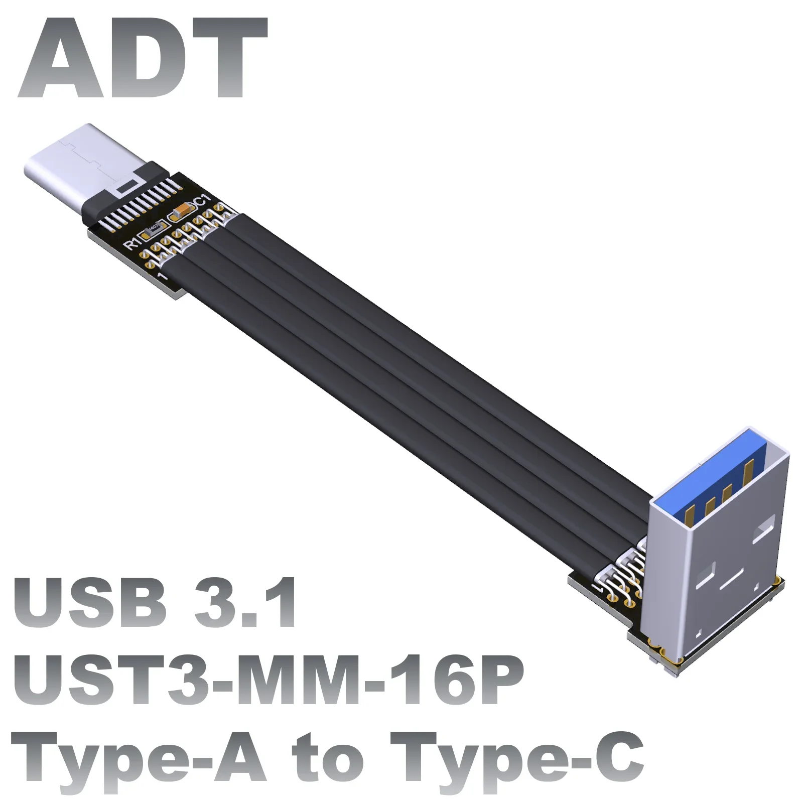 USB3.1 Type-C Conversion USB Type A male and Female 90° flat cable USB3.0 Type-C connector FPC FPV extension cable