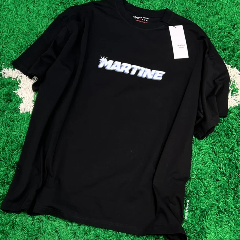 

Ретро негабаритная футболка Martine Rose, свободная и повседневная мужская и женская футболка с короткими рукавами и надписью