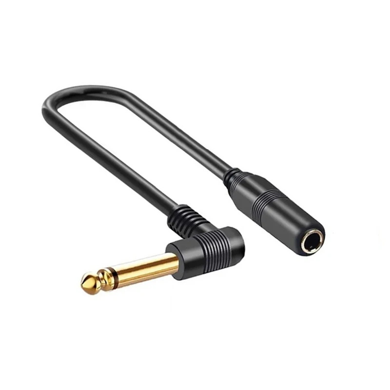 90 Degree Right Angle 6.35mm TS Mono Jack 1/4 Inch TRS Stereo Cable Male To Female Audio Extension Cord For Guitar Bass Mixer