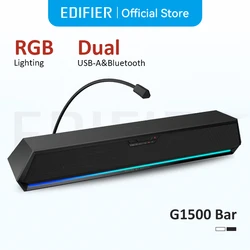 Edifier G1500 바형 데스크 사운드바 컴퓨터 스피커 7.1 서라운드 사운드 블루투스 5.3 + USB-A 연결 마이크 포함 RGB 조명