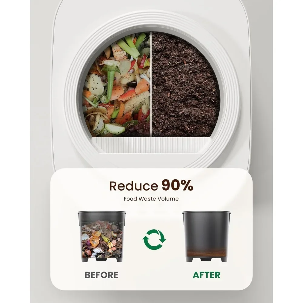 أطقم المطاعم رائجة البيع - مركب كهربائي للمطبخ، صندوق سماد ذكي على سطح الطاولة سعة 4 لتر، عديم الرائحة |   منخفضة الضوضاء |   التنظيف التلقائي