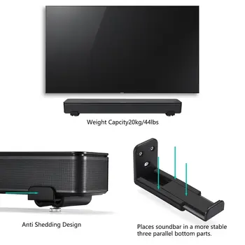 Nástěnný držák pro soundbar s ochranou proti pádu, nástěnný držák pro soundbar, sádrokartonový nástěnný držák pro soundbar pro Samsung Vizio LG a Bose 12 nejlepší prodej držák na soundbar LG - №2
