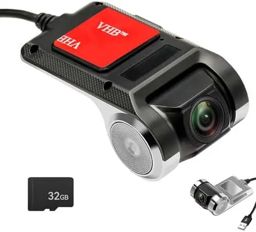 

USB-видеорегистратор для автомобиля Full HD 1080P 170° ° Широкоугольная камера, ночное видение, циклическая запись, SD-карта на 32 ГБ в комплекте