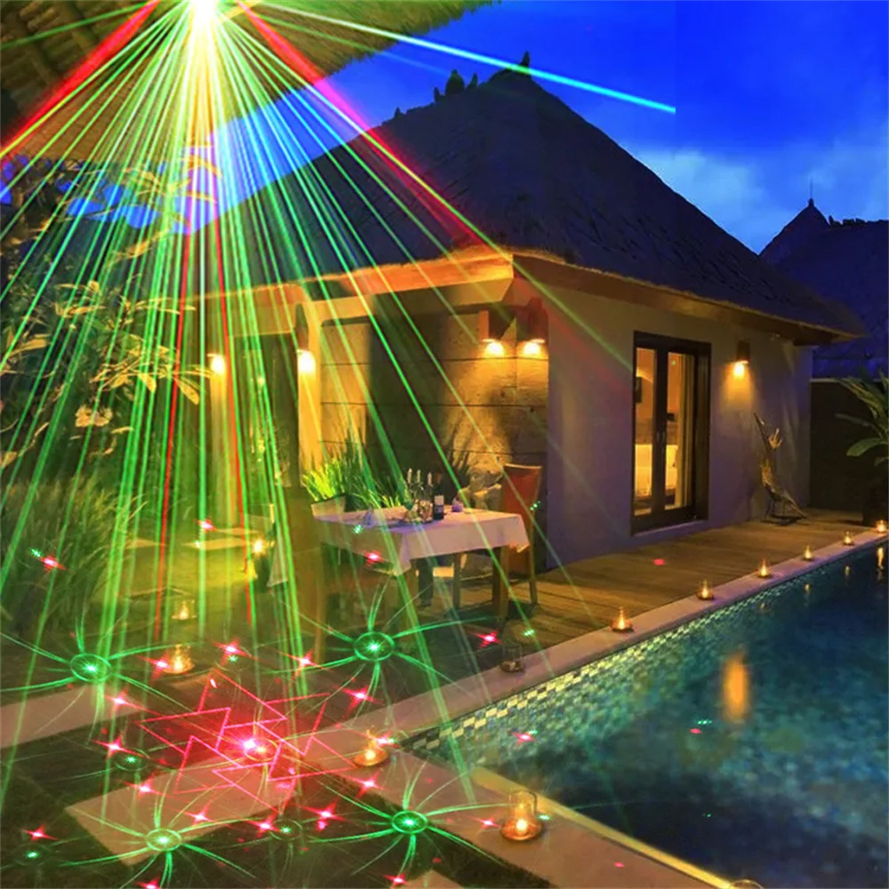 USB Charge 32Patterns Laser Projector Waterproof Stage Effect Lighting Disco DJ Christmas Lamp Home Dance Holiday Party Lighting