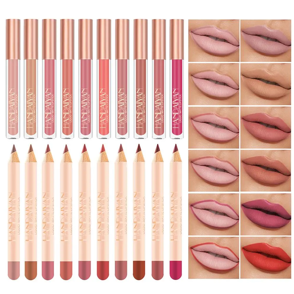 12 Colors Matte Velvet Lip Liner Sexy Nude Lipstick Long-lasting Non-stick Cup Non-smudge Lip Cosmetics