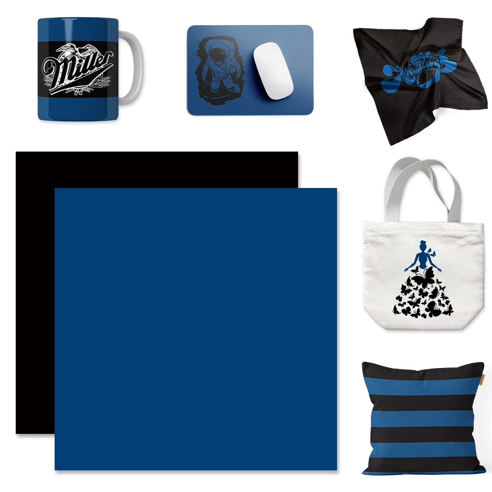 WOWOCUT Sublimation Heat Transfer Paper Black and Blue Solid Color 2 Packs Bundle 12