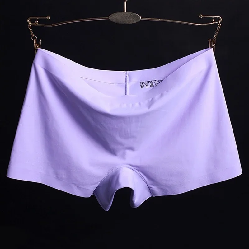 Summer new style ice silk ladies breathable four-corner boxer shorts solid color cotton file anti-empty safety pants women