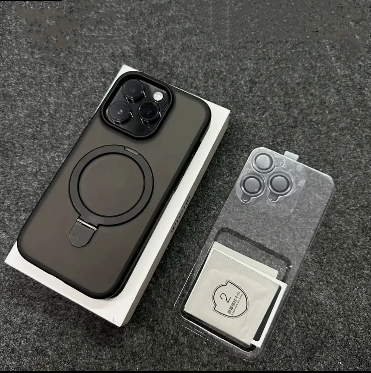 Metall-Ringständer Matt Magnetische Hülle für Magsafe iPhone Air 17 16 15 14 13 12 11 Pro Max Plus mit Objektivschutz Mac Safe Cover