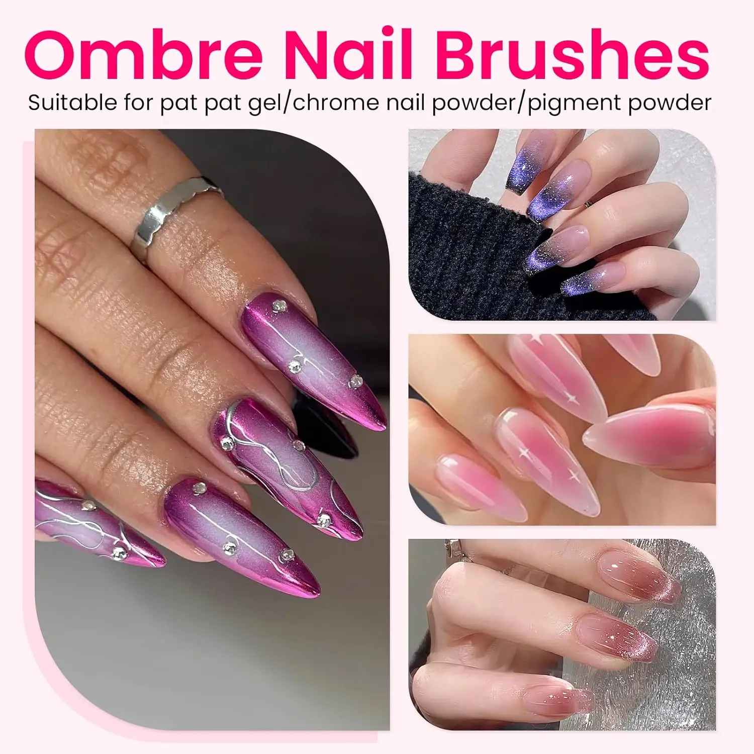 150 spugne per unghie morbide con agganciatore in metallo - Strumenti professionali per timbri per manicure Forniture per nail art Pennelli per design Ombre