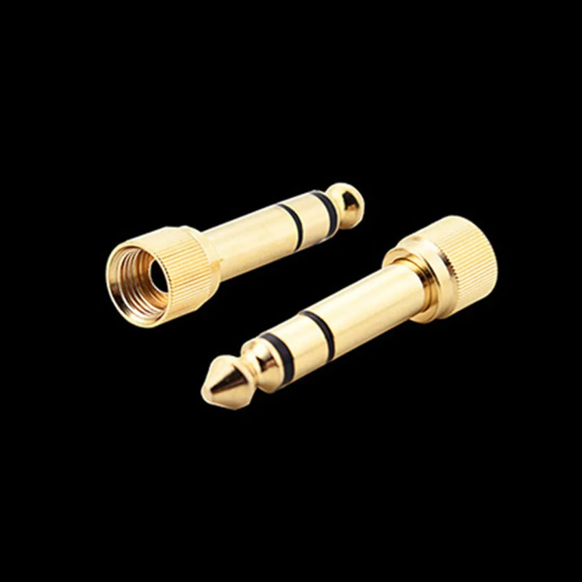 300pcs Gold Plated 6.35mm Male to 3.5mm Female Plug Stereo Audio Headphone Screw Adapter Connector