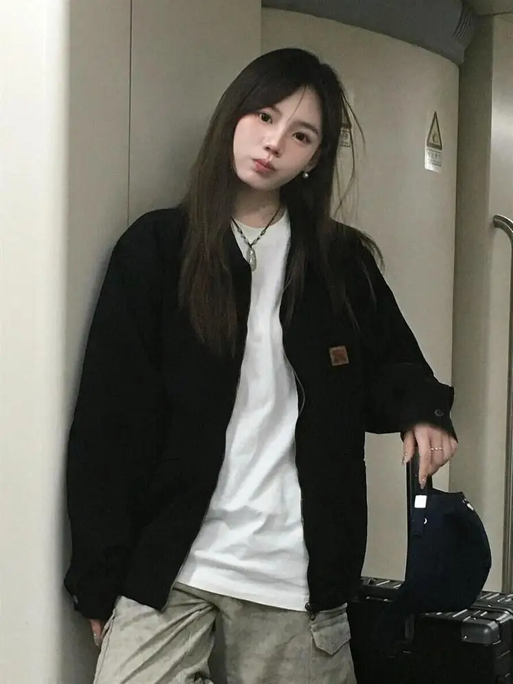 

Autumn Women'S Jackets Eye-Catching Charcoal Chaquetas Personalized Jaqueta Minimalist Liner Fluffy Double-Breasted Party Modern