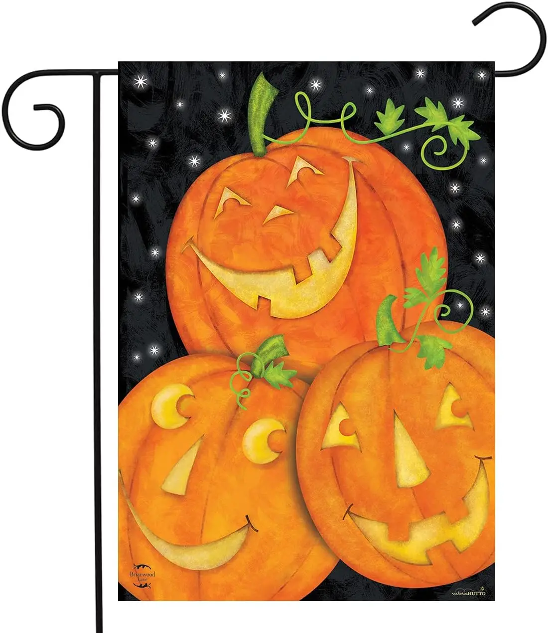 Happy Pumpkin Trio Halloween Garden Flag Jack o'Lantern 12.5