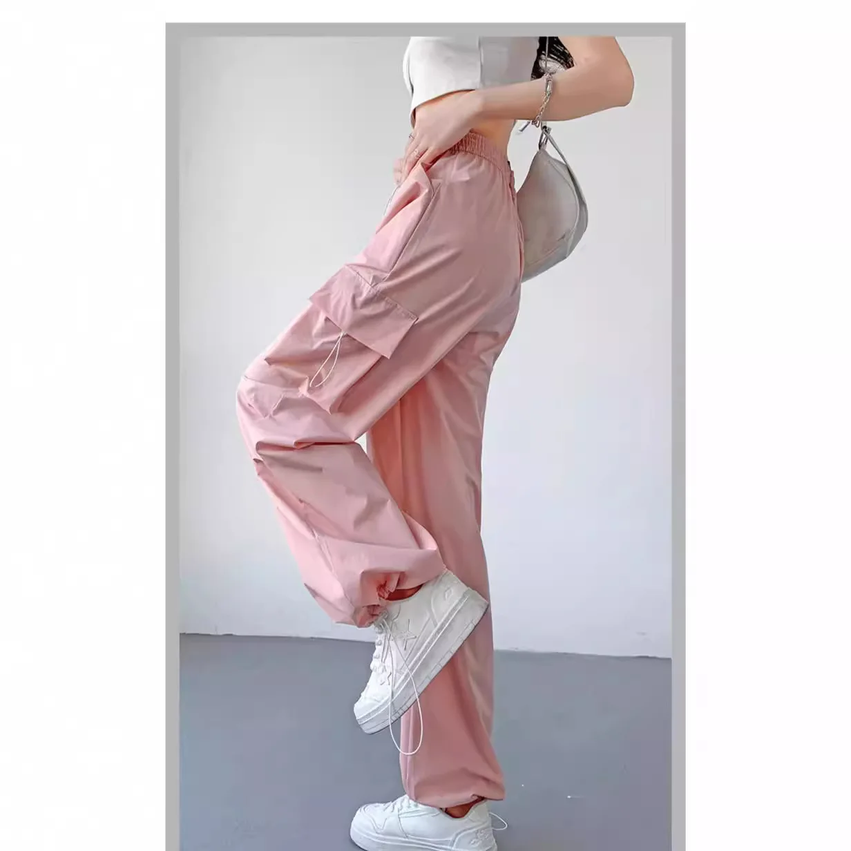 XIZOU American Sle Qui Dry Work Pants Women Summer Thin Large Size Fat MM Slim Loose Trousers Casual Wide Leg Floor-Length