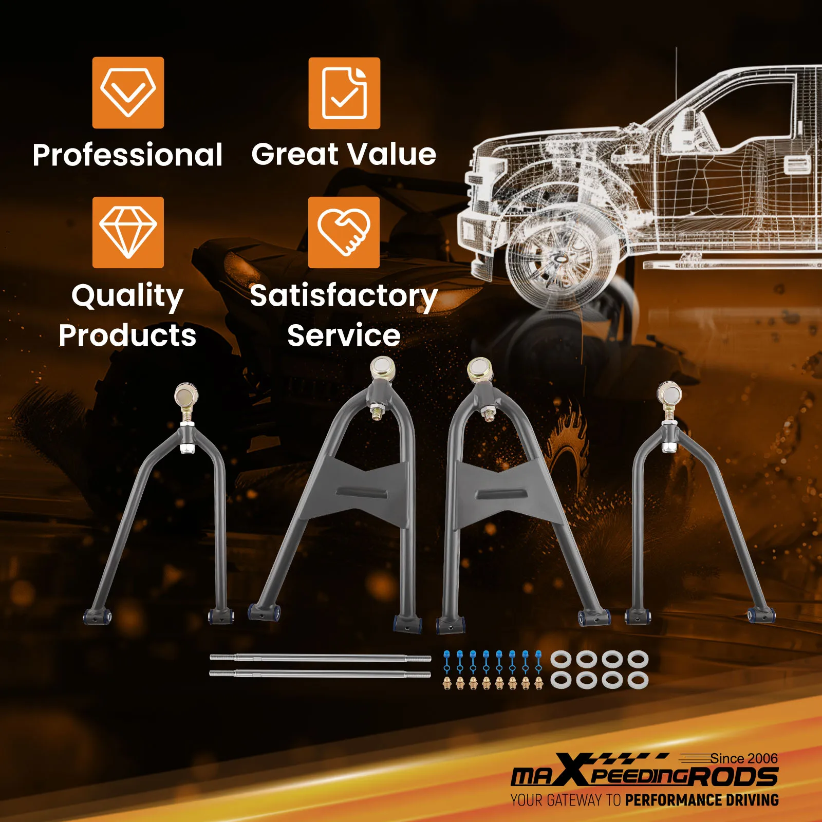 

4x Полностью регулируемые верхние и нижние рычаги подвески для Honda TRX 450R TRX450R TRX450ER