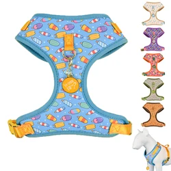 Valentine's Day and New Year's gift Luxury Design Adjustable Fashion Print Pet Harness&1Pcs Color Matching ID Tag Free Send