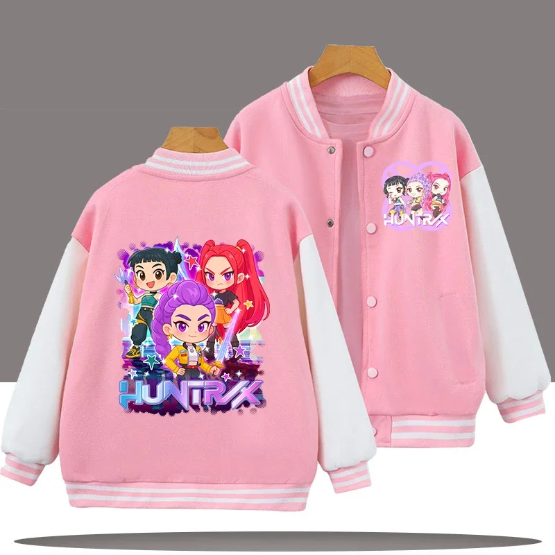 

K-pop Demon Hunter Children's Baseball Uniform Boys' Sport Shirt Cartoon Print Cute Girl Casual Top Coat Spring/Summer Jacket