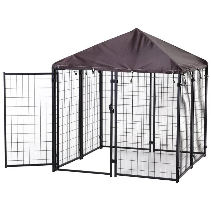 

Metal Frame Button Closure Waterproof UV Resistant Modular Dog Kennel with Powder Coated Surface for Large Dogs Outdoor Use