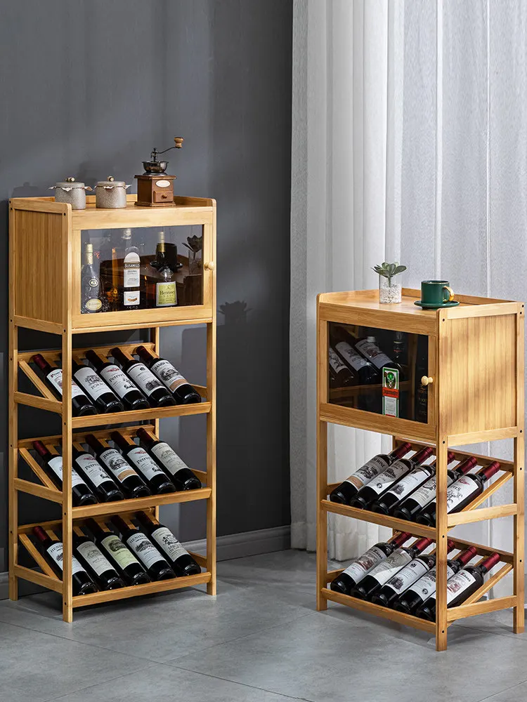 Wine display cabinet, modern minimalist sideboard, internet-famous small wine rack, wall-mounted living room solid wood