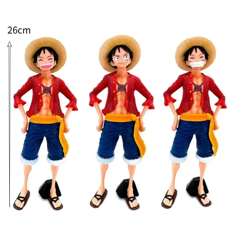 Anime Figuur Een Stuk Luffy Actie Beeldje Zelfverzekerde Smiley Luffy Drie Vorm Gezicht Veranderende Pop PVC Model Collectie Speelgoed Cadeau