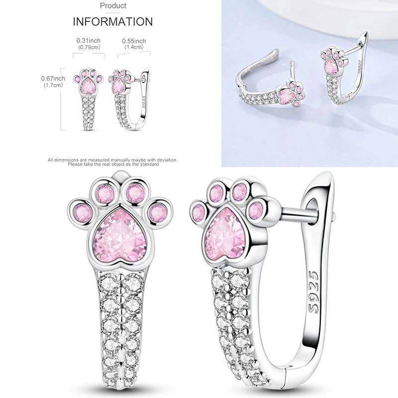 925 Sterling Silber Creolen Pfotenabdruck Blumenstrauß Kleeblatt Lavendel Fisch Bunter Schmuck Geschenk für Frauen und Mädchen – Detail 28