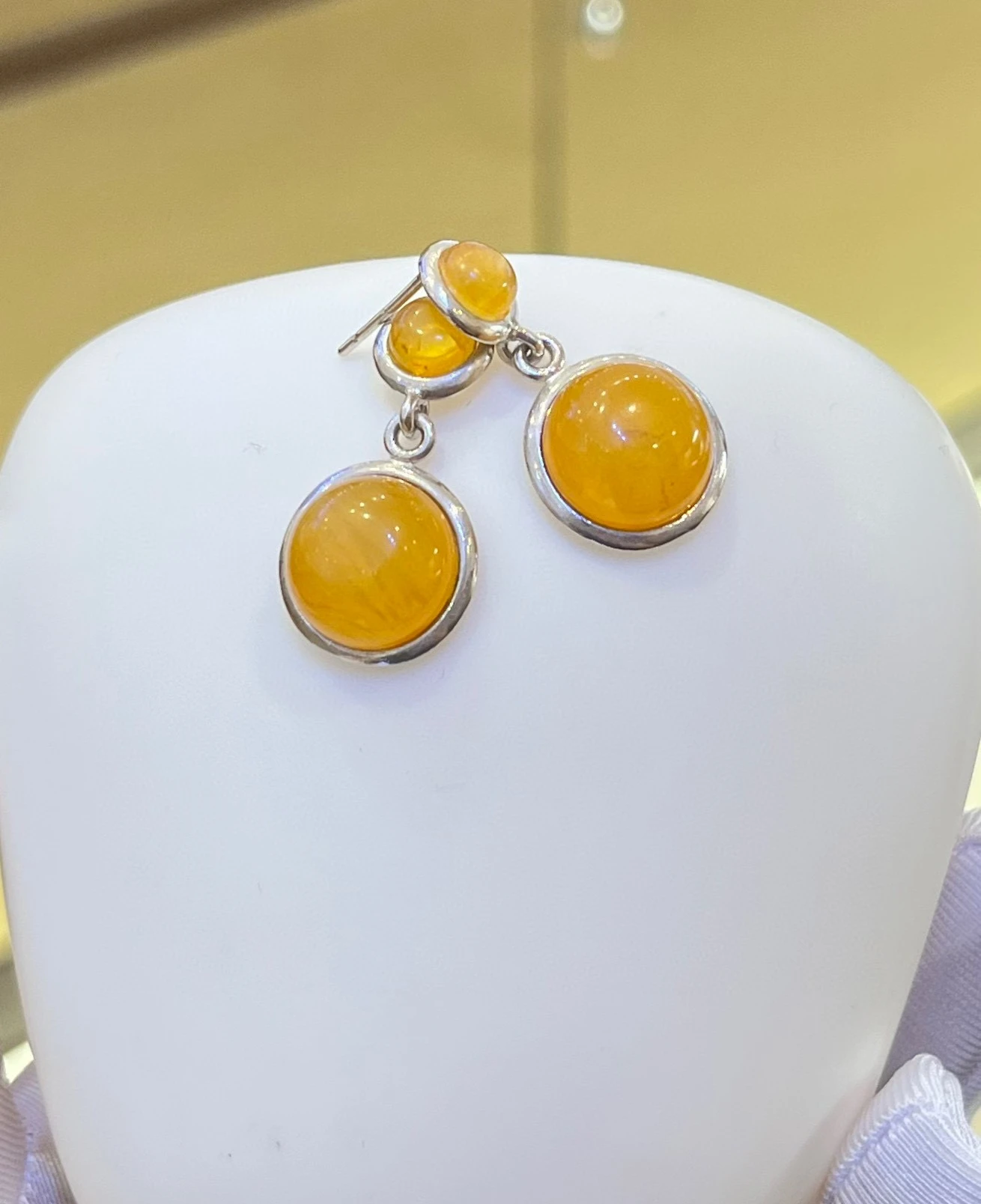 

Сертифицированное серебро 925 пробы, натуральный античный желтый янтарь, круглые висячие серьги для ушей для женщин, серьги-гвоздики с пряжкой из настоящего камня, ювелирные изделия