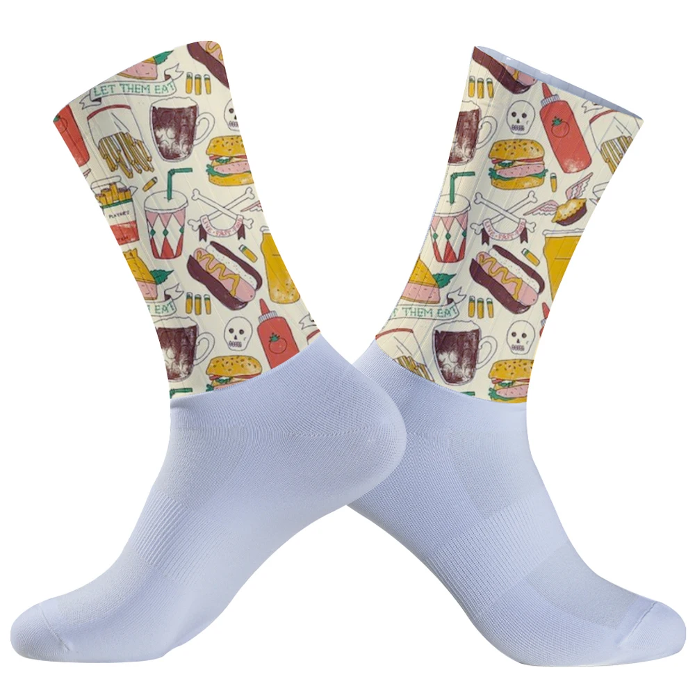 New Food pattern Sport SOCKS  Cycling Socks Mountain Bike Socks Comfortable Road Bicycle Socks Racing