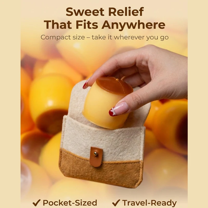 Bola de Apertar em Formato de Pudim, Crocante de Caramelo, Artesanal, Macia, Portátil, Acessório DIY Anti-stress e Brinquedo Fofo para Mesa